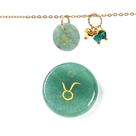 Buy Green aventurine pendant 12mm astrological sign Taurus - Hole: 1mm (1)