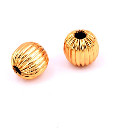 Buy Grooved bead golden stainless steel 8mm - Hole: 2mm (2)