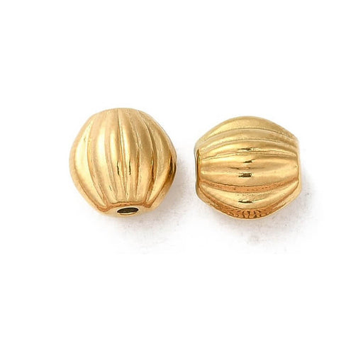 Buy Oval grooved bead in golden stainless steel 8x6mm - Hole: 1.5mm (1)