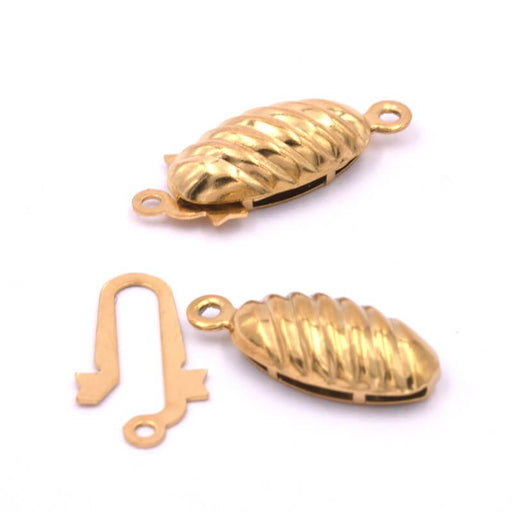 Clasp Domed oval golden stainless steel 16x5mm (1)