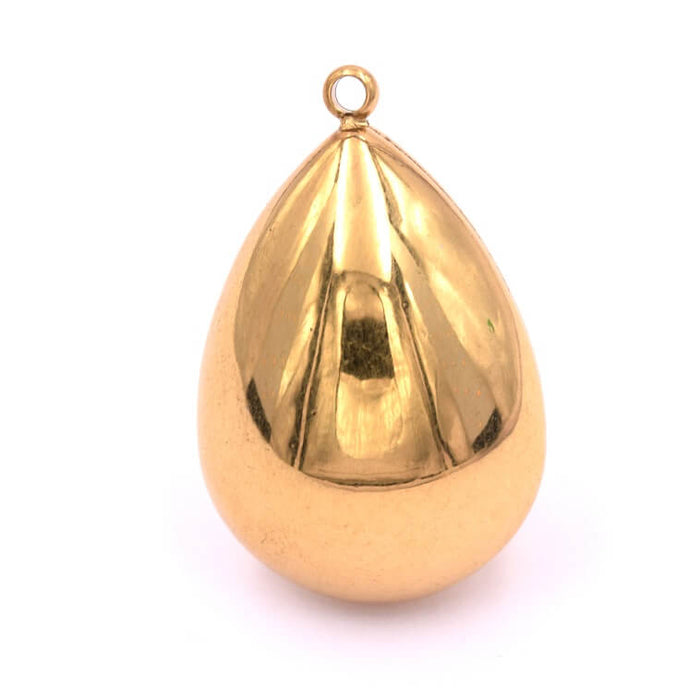 Domed teardrop pendant gold stainless steel 28x18mm (1)