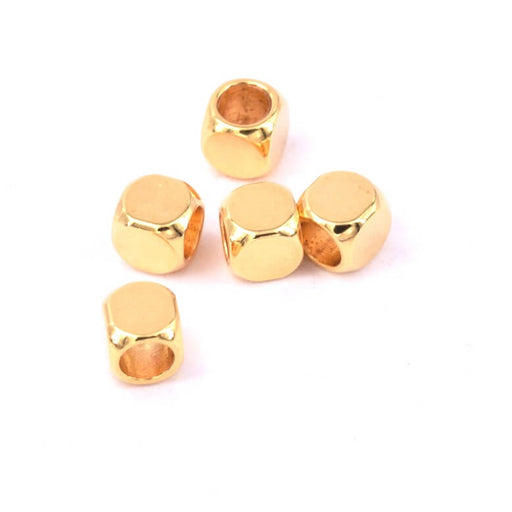 Buy Cube beads 3mm Golden stainless steel - Hole: 2mm (5)