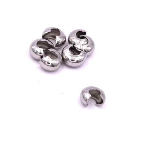 Buy Crimp cover bead Stainless steel 4.5x3mm (5)