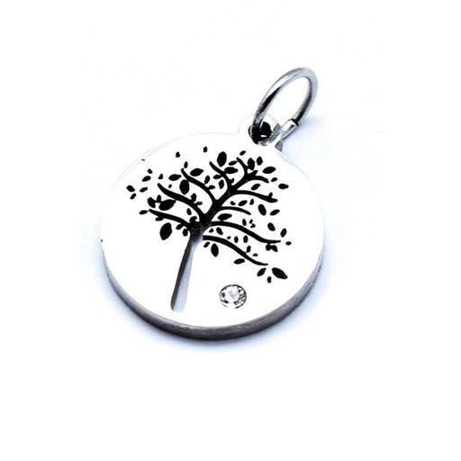 Buy Round pendant tree of life with zircon - stainless steel - 12mm (1)