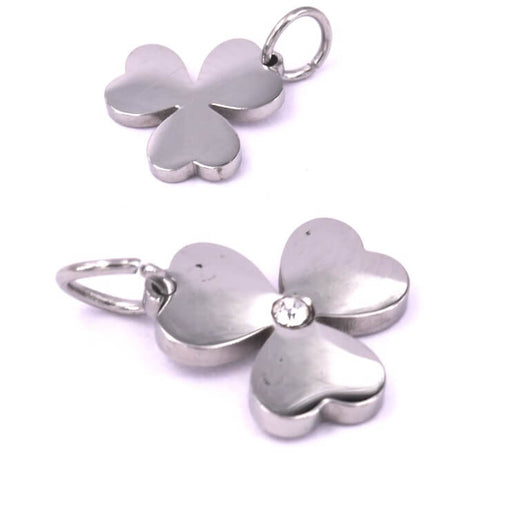 Buy Clover pendant stainless steel with zircon - 11mm (1)