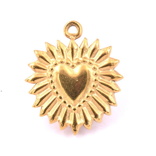 Buy Sacred heart pendant ex-voto golden stainless steel 23mm (1)