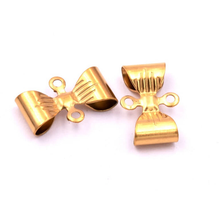 Bow tie connector Gold stainless steel 11x8mm-Hole: 2mm (2)