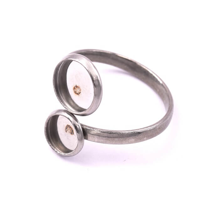 Adjustable stainless steel ring for 8mm and 6mm round cabochons (1)