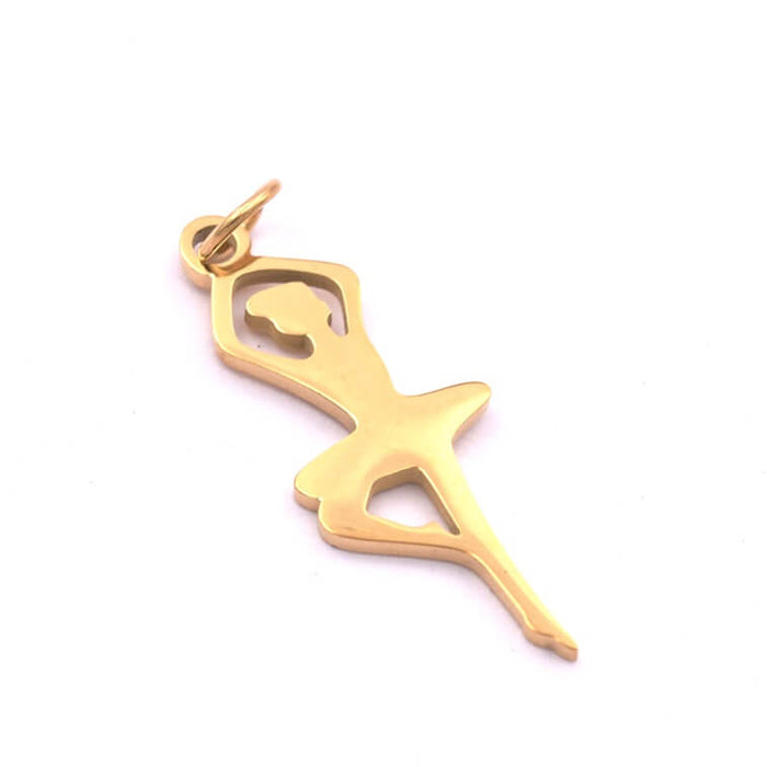 Dancer pendant 22mm Golden stainless steel (1)