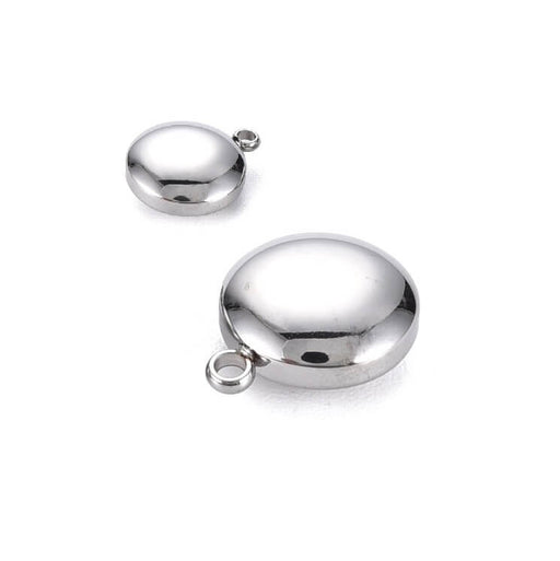 Buy Round curved stainless steel medal pendant 10x5mm (1)