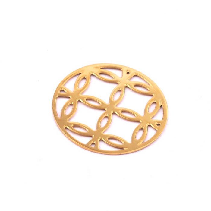 Flower mandala connector golden stainless steel 17mm (1)