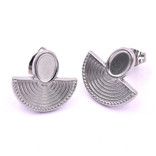 Buy Ethnic stud earrings steel for 6x4mm cabochon (2)