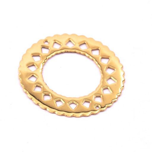 Buy Ethnic connector ring golden stainless steel 22mm - Hole: 0.8mm (1)