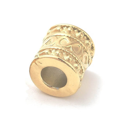 Buy Ethnic tube bead in golden stainless steel 8x8mm - hole: 3.75mm (1)