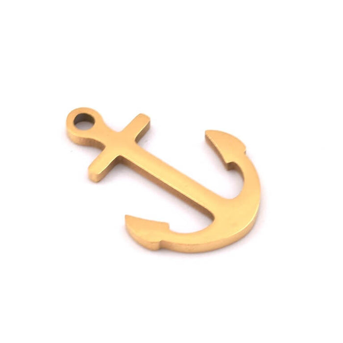 Marine anchor pendant golden stainless steel 15x5mm (1)