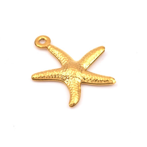 Starfish charm pendant in golden stainless steel 18x15mm (1)