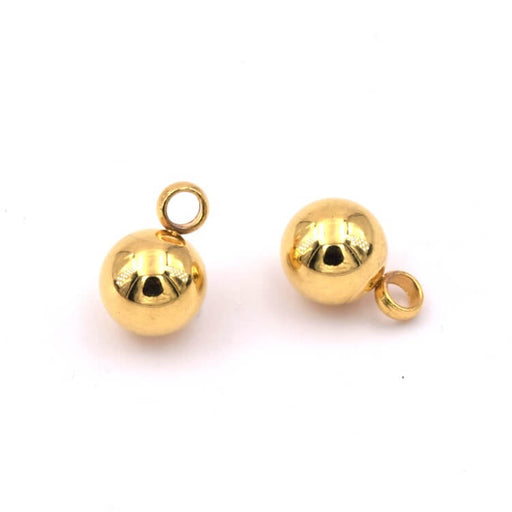 Buy Ball pendant Golden stainless steel 6mm - Hole 1.5mm (2)