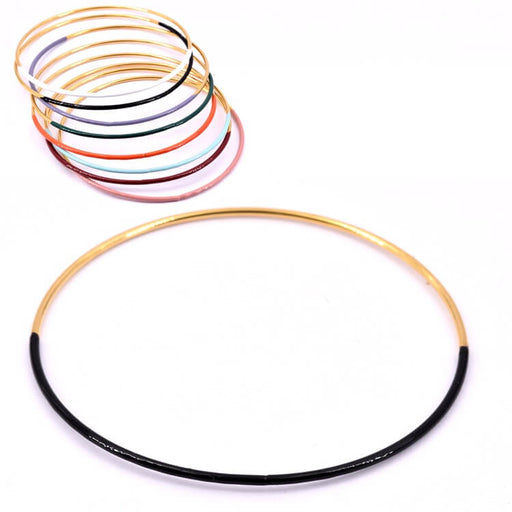 Buy Thin round golden steel bangle bracelet and black enamel 6.5x1.8mm (1)