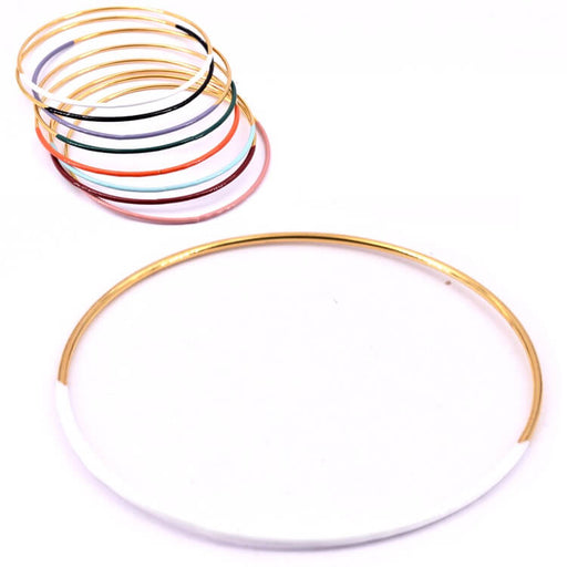 Buy Thin round golden steel bangle bracelet with white enamel 6.5x1.8mm (1)