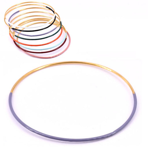 Buy Thin round golden steel bangle bracelet and purple enamel 6.5x1.8mm (1)