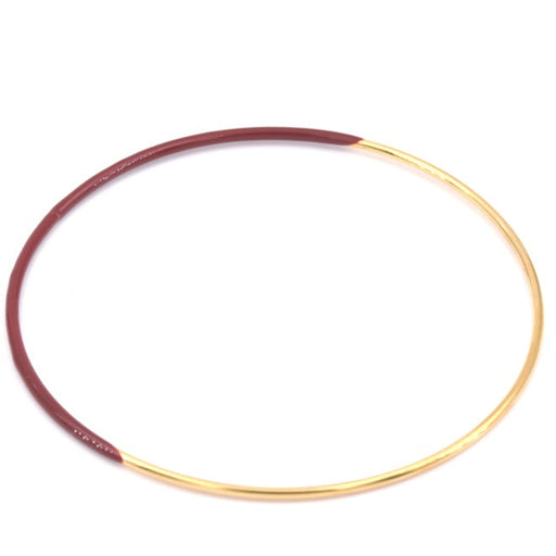 Buy Thin round bangle bracelet in golden-plated steel - burgundy red enamel 6.5x1.8mm (1)