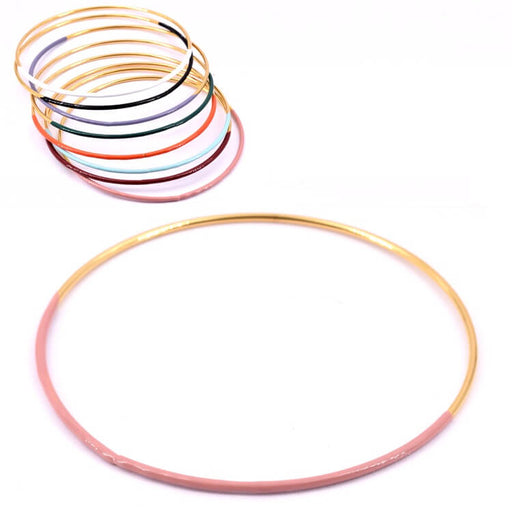 Buy Thin round golden steel bangle bracelet and old pink enamel 6.5x1.8mm (1)