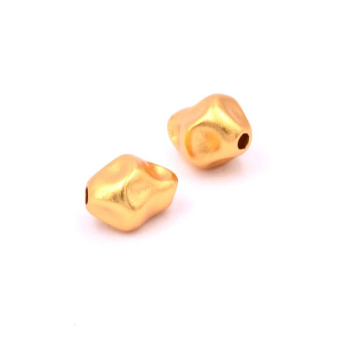 Dented bead golden brass quality 6x7mm - hole: 1mm (2)