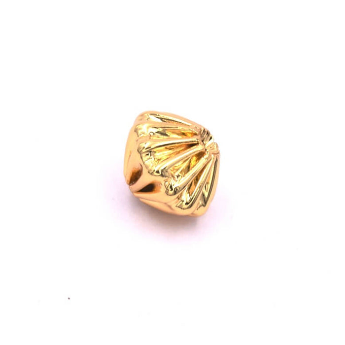 Bicone beads striped Golden brass 8.5x7mm, Hole: 1.2mm (1)