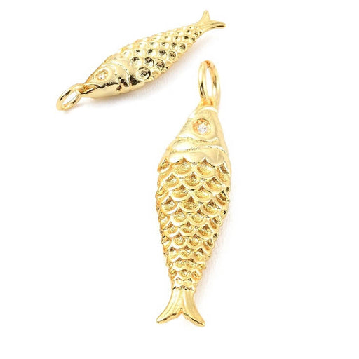 Buy Pendant fish golden brass - 25x7mm - Hole: 3mm (1)