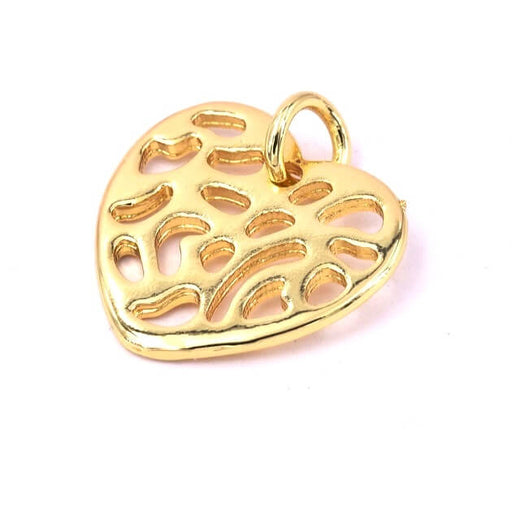 Buy Heart pendant Golden brass 17mm - Hole: 3.5mm (1)