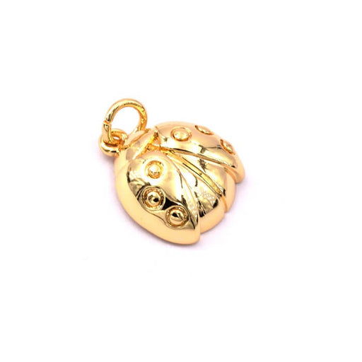 Ladybug pendant in golden brass 15mm - Ring diameter: 4mm (1)