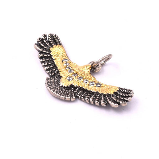 Buy Flying eagle condor pendant with zircon 27mm silver and golden brass (1)