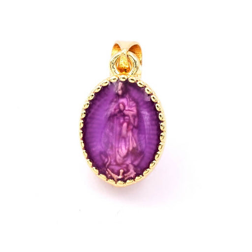 Buy Oval medal with Virgin - purple enamel 15mm and bail (1)