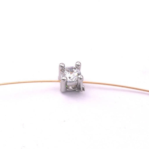 Buy Cubic zircon bead mounted in rhodium color brass 3mm - Hole 1.2mm (1)