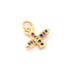 Bird pendant 10mm -Golden brass and zircon - Hole: 3mm (1)