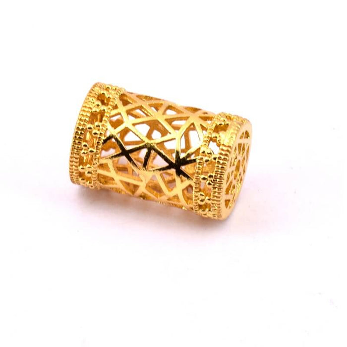 Ethnic cage tube bead beaded colour golden quality 18x12mm (1)