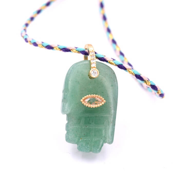 Aventurine hand of fatma and crystal eye pendant 27x17mm (1)