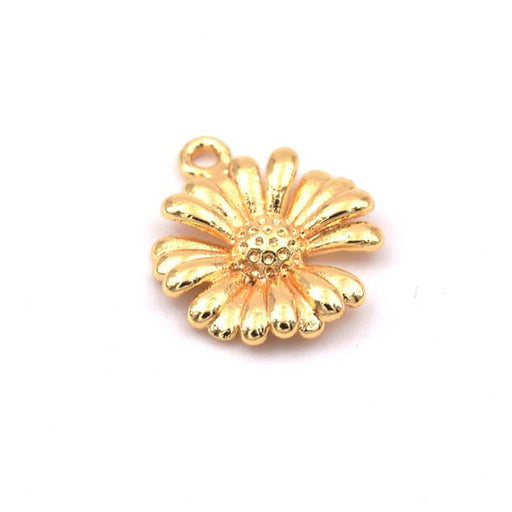 Small daisy flower charm pendant in golden brass 12x10mm (1)