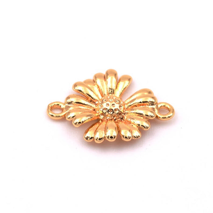 Small daisy flower connector in golden brass 12x10mm (1)