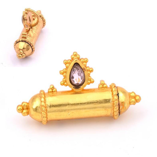 Buy Balinese tube pendant and lifght amethyst golden brass 28x15mm (1)