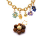 Flower pendant tiger eye faceted beads and gold copper 10x14mm (1)