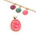 Oval clover pendant in golden-plated brass with pink enamel, 12x10mm - hole: 1mm (1)