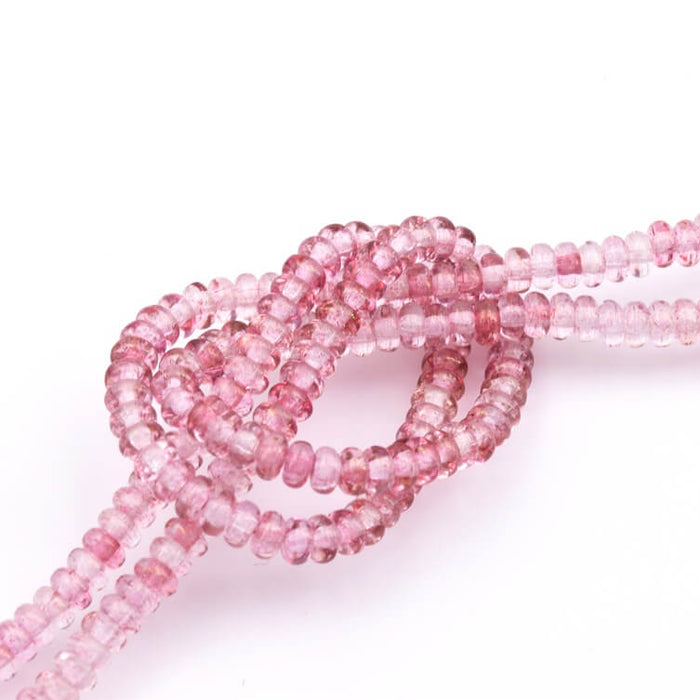 Czech Rondelle glass Bead Luster-Transparent Topaz/Pink 3mm (1strand-18cm)