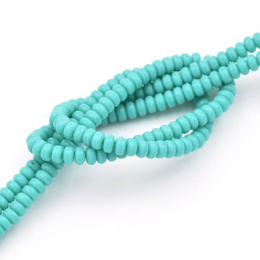 Buy Czech Turquoise Rondelle glass Bead 3mm - Hole: 0.8mm (1strand-18cm)