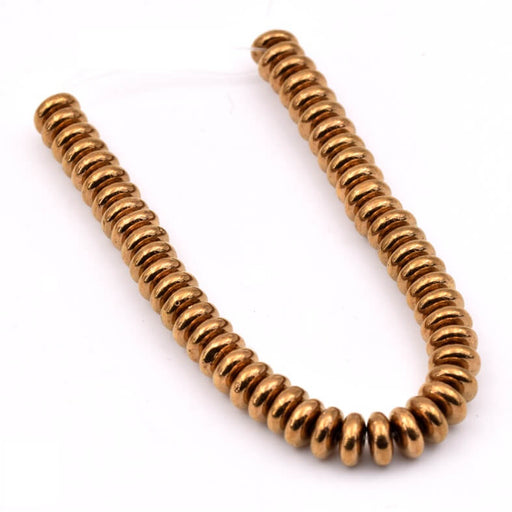 Buy Czech beads Bead Rondelle Donut Bronze 6x3mm - Hole: 0.8mm (1strand-13.5cm)