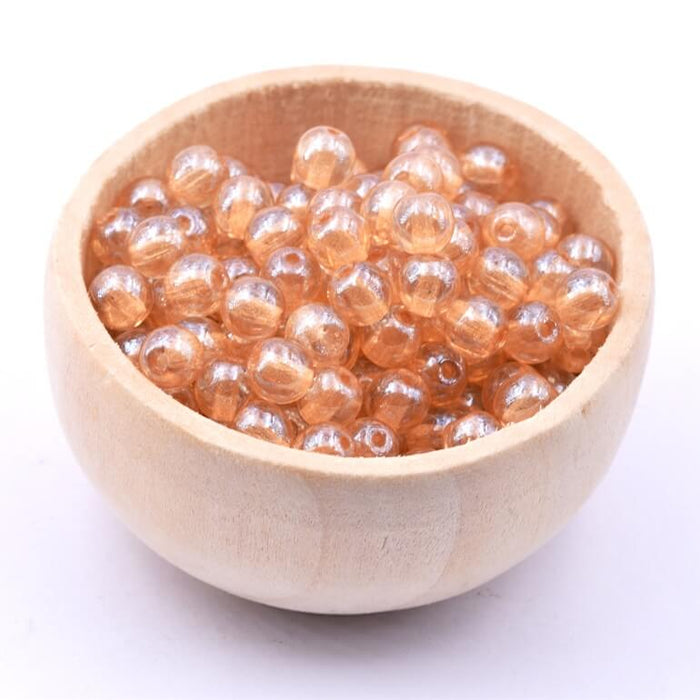 Czech Glass Round Beads Luster Transparent Champagne 6mm (50 beads)