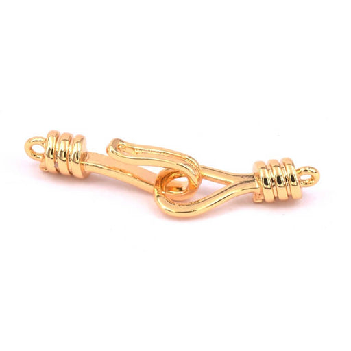 Buy S hook clasp golden brass - 32x6mm - Hole: 1.2mm (1)