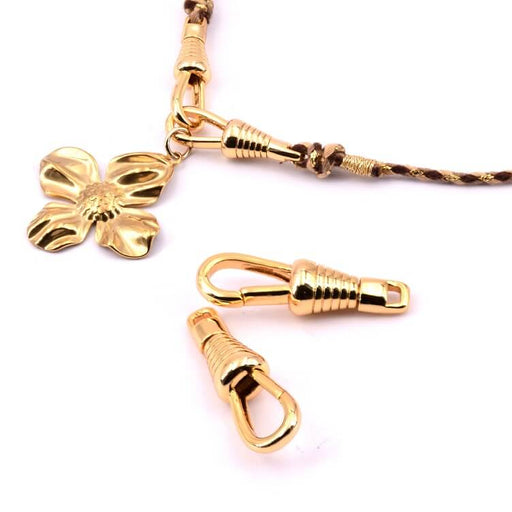 Buy Lobster clasp in golden brass with semi-turning fastener 26mm (2)