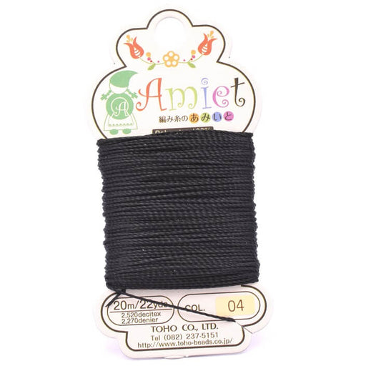 Buy Brazilian waxed twisted polyester cord Black 0.8mm (20m spool)