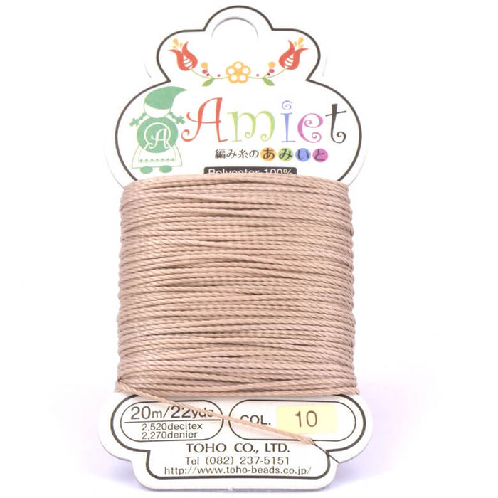 Brazilian waxed twisted polyester cord beige 0.8mm (20m spool)